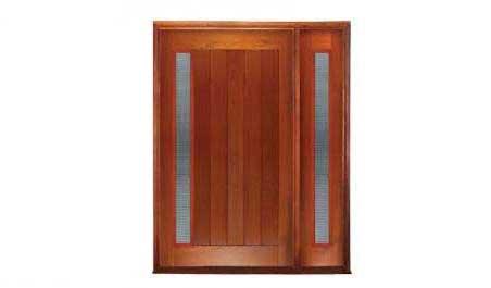 vertical plank glazed pivot with "safebreeze" ventilation: single door + sidelight on right